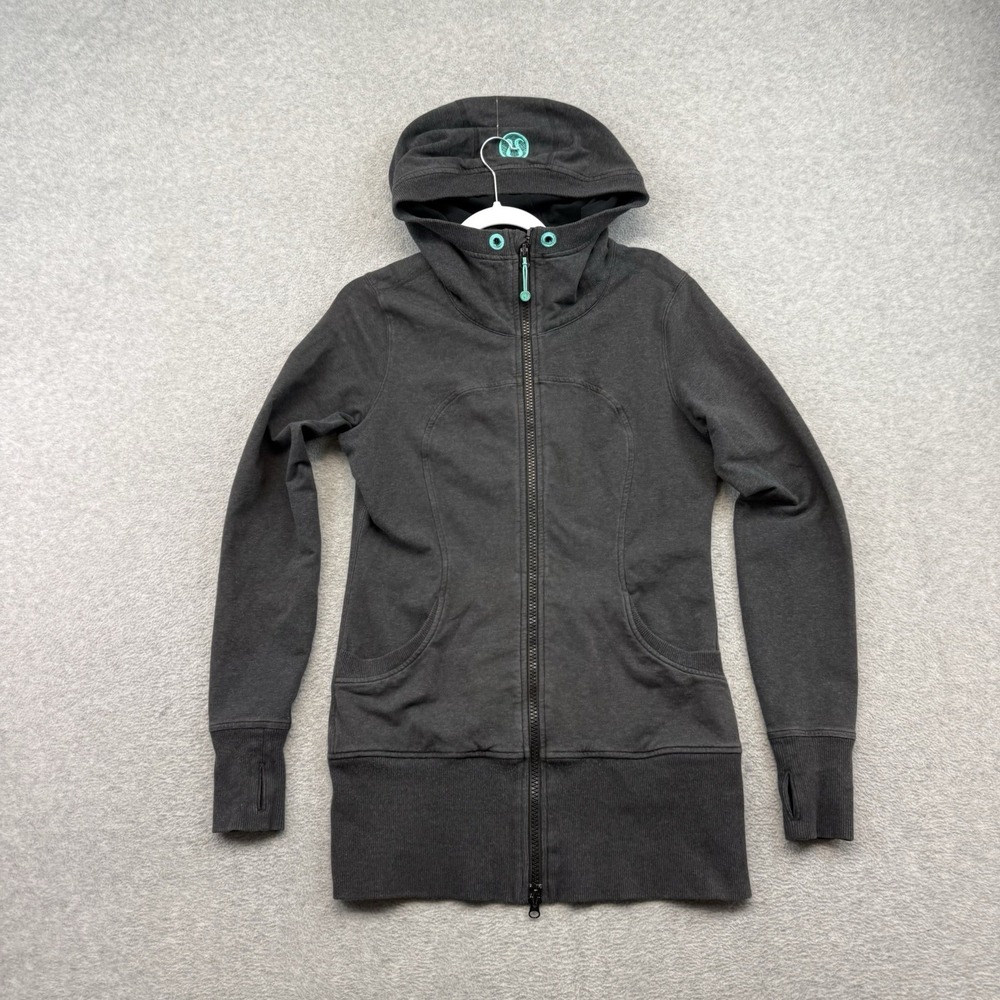 Lulu Lemon Woman's Live Simply Hoodie Heather Gray Size 12 Workout Jacket Zip Up